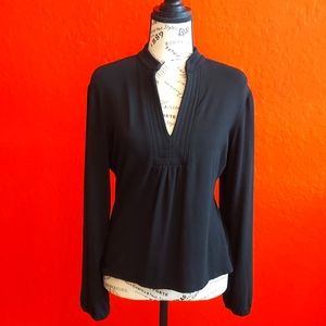 INC International Concepts Asian Style Tunic/Blouse Medium Petite Black